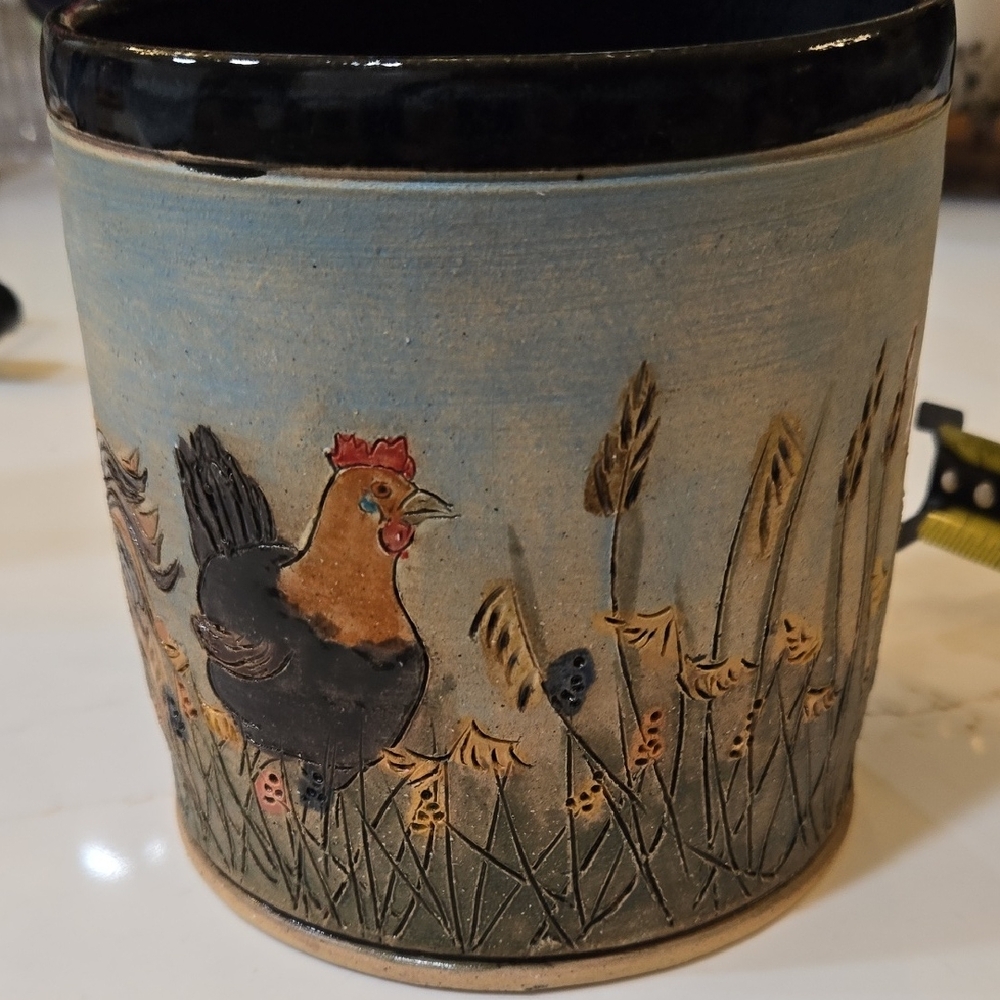 Handcrafted Ceramic Utensil Holder with Rooster Design